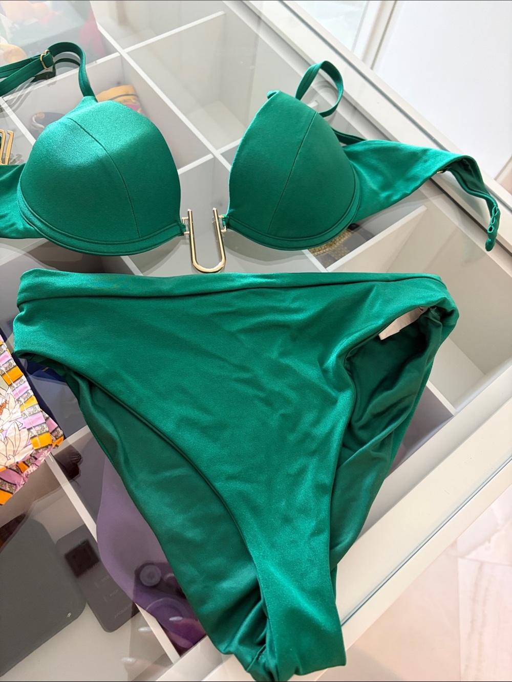 Agua Bendita Emerald Green Push-Up Bandeau Bikini Set